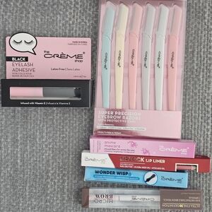 The Crème Shop Beauty 6pcs with Eyelash Adhesive, Lip Liner, Mascara, and Razors
